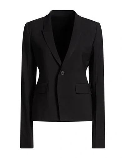 RICK OWENS RICK OWENS WOMAN BLAZER BLACK SIZE 4 VIRGIN WOOL, ELASTANE