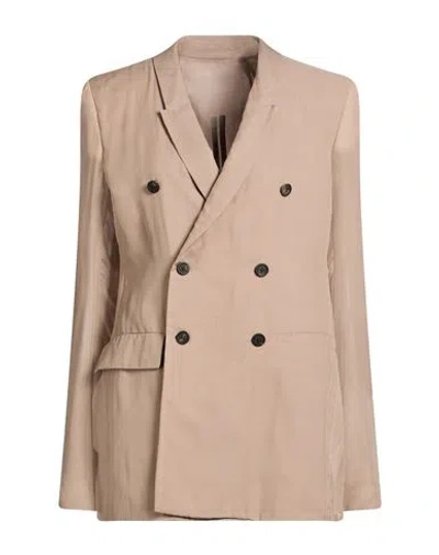 Rick Owens Woman Blazer Light Brown Size 8 Silk In Neutral