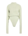 Rick Owens Woman Bodysuit Light Green Size M Alpaca Wool, Polyamide, Wool, Elastane In Green