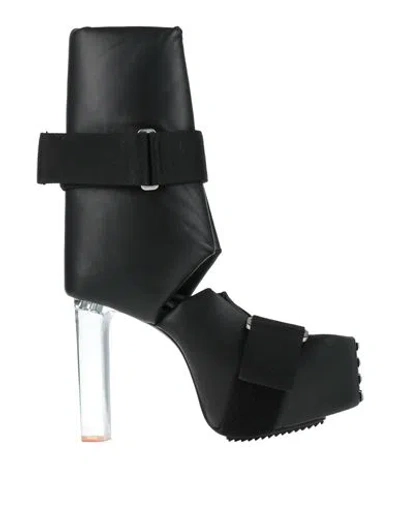 RICK OWENS RICK OWENS WOMAN BOOT BLACK SIZE 8 LEATHER, TEXTILE FIBERS