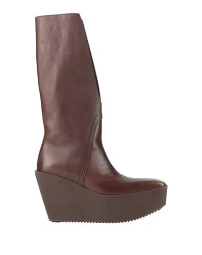 Rick Owens Woman Boot Brown Size 8 Leather