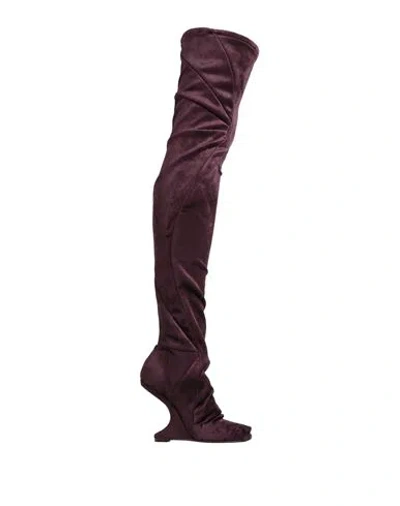 Rick Owens Woman Boot Dark Purple Size 8 Textile Fibers