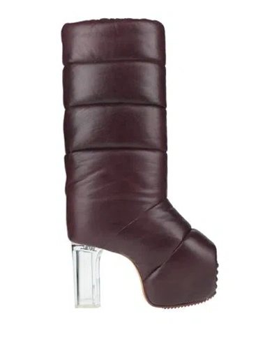 Rick Owens Woman Boot Plum Size 11 Leather In Purple