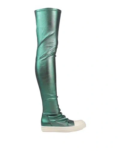 Rick Owens Iridescent Leather-blend Over-the-knee Boots In Jade