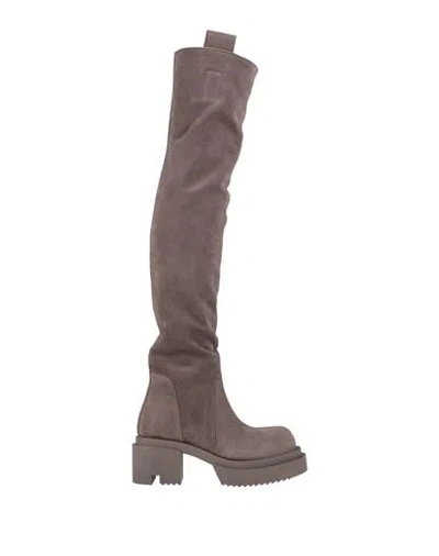 Rick Owens Woman Boot Grey Size 9 Leather In Brown
