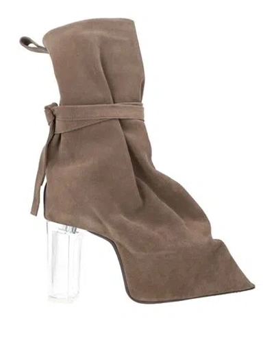 Rick Owens Woman Boot Khaki Size 11 Leather In Gray