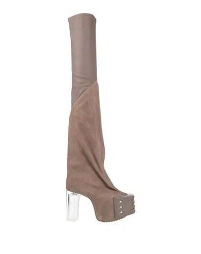 Rick Owens Woman Boot Khaki Size 8 Leather In Beige