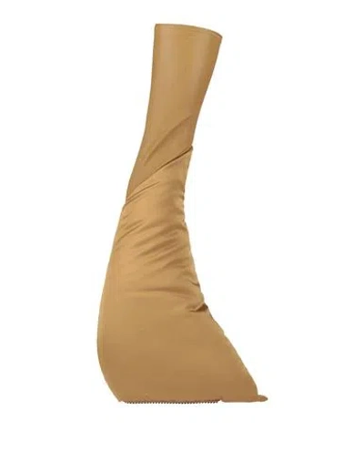 Rick Owens Woman Boot Light Brown Size 11 Leather, Textile Fibers In Multi