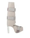 Rick Owens Woman Boot Light Grey Size 7 Leather, Textile Fibers