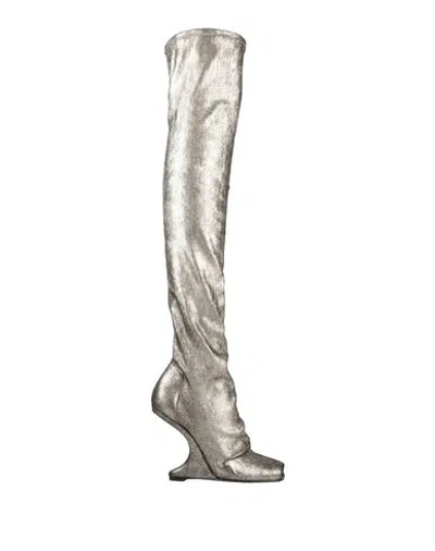 Rick Owens Woman Boot Platinum Size 10 Leather In Gray