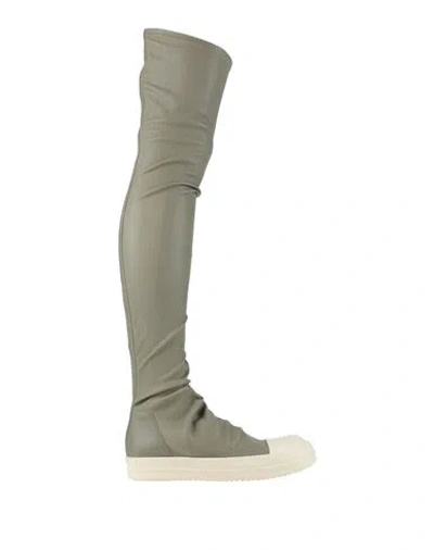 Rick Owens Woman Boot Sage Green Size 10 Leather, Rubber In Multi