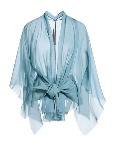 Rick Owens Woman Cape Turquoise Size 2 Silk In Blue