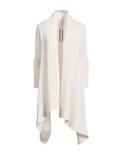 Rick Owens Woman Cardigan Cream Size L Virgin Wool, Polyamide In White