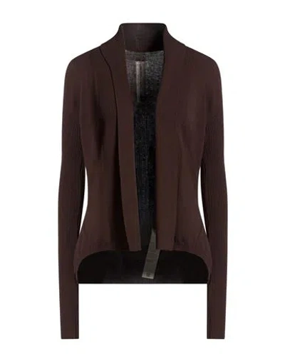 Rick Owens Woman Cardigan Dark Brown Size M Viscose, Polyester