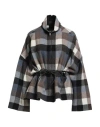 Rick Owens Woman Coat Light Blue Size Onesize Virgin Wool, Cow Leather In Multi