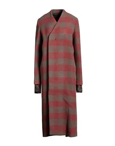 Rick Owens Woman Coat Rust Size 2 Virgin Wool In Multi