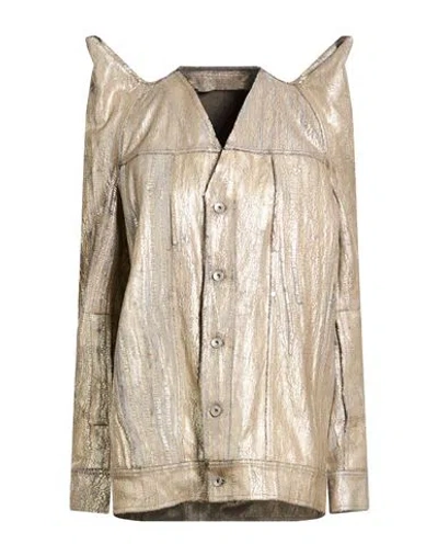 Rick Owens Woman Denim Outerwear Platinum Size 4 Cotton In Neutral