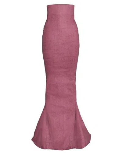 Rick Owens Woman Denim Skirt Antique Rose Size 2 Cotton, Elastomultiester, Rubber In Pink
