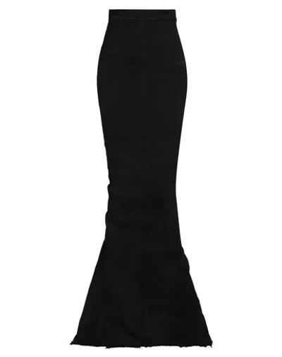 Rick Owens Woman Denim Skirt Black Size 12 Cotton, Elastomultiester, Rubber