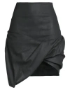 Rick Owens Woman Denim Skirt Black Size 6 Cotton, Elastomultiester, Rubber