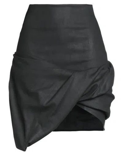 Rick Owens Woman Denim Skirt Black Size 6 Cotton, Elastomultiester, Rubber