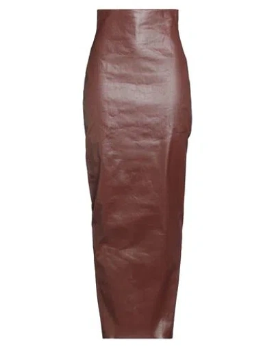 Rick Owens Woman Denim Skirt Brown Size 4 Cotton, Elastomultiester In Burgundy