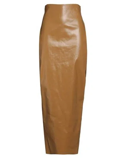 Rick Owens Woman Denim Skirt Camel Size 8 Cotton, Elastomultiester In Brown