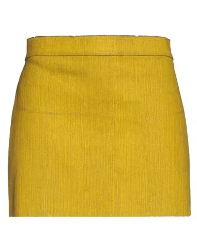 Rick Owens Woman Denim Skirt Mustard Size 4 Cotton, Elastomultiester, Rubber In Yellow