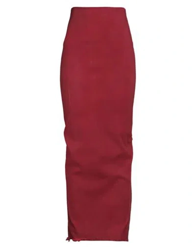 Rick Owens Woman Denim Skirt Red Size 6 Cotton, Elastomultiester, Rubber