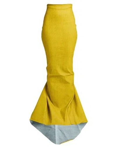 Rick Owens Woman Denim Skirt Yellow Size 2 Cotton, Elastomultiester, Rubber