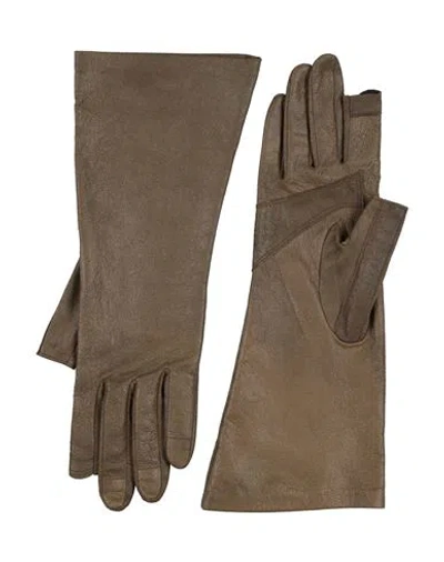 Rick Owens Woman Gloves Khaki Size 8 Lambskin In Brown