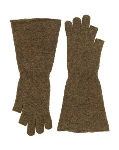 Rick Owens Woman Gloves Khaki Size Onesize Alpaca Wool, Polyamide, Wool, Elastane In Sand