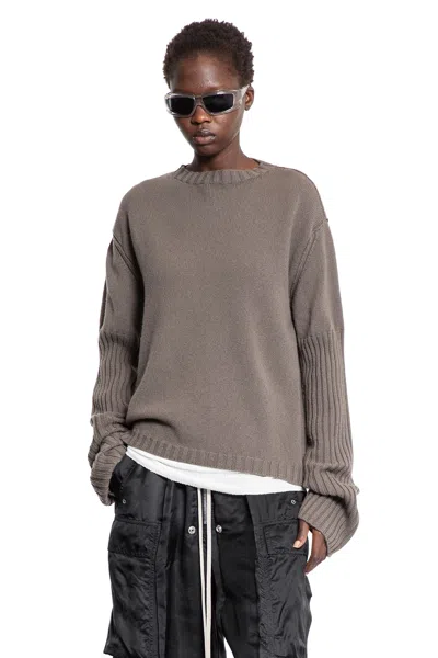 Rick Owens Ribbed-detail Jumper In Gray