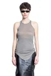 Rick Owens Ribbed Long Tank Top In Grey