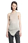 Rick Owens Ribbed Tank Top With Olympic Neckline In Grey