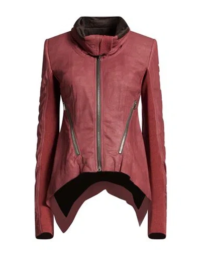 Rick Owens Woman Jacket Antique Rose Size 4 Lambskin In Red