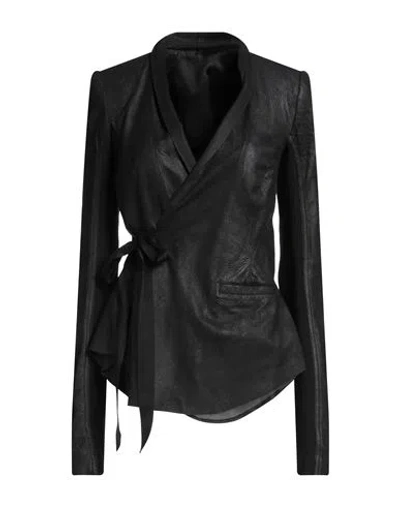 Rick Owens Woman Jacket Black Size 10 Lambskin