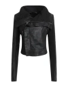 Rick Owens Motorcycle Jacket Asymmetrical Collar In Black