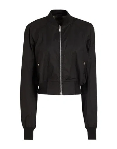 Rick Owens Woman Jacket Black Size 8 Cotton, Elastane, Virgin Wool