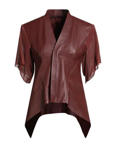 Rick Owens Woman Jacket Brick Size 2 Lambskin, Virgin Wool In Red
