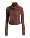 Rick Owens Woman Jacket Brown Size 10 Lambskin In Brown