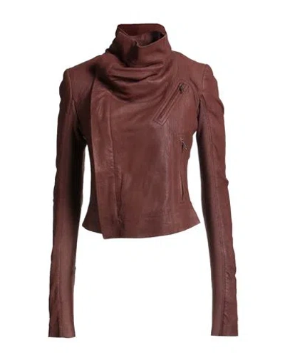 Rick Owens Woman Jacket Brown Size 10 Lambskin