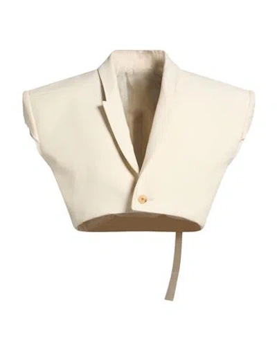 Rick Owens Woman Jacket Cream Size 2 Cotton, Virgin Wool In Neutral