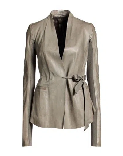 Rick Owens Woman Jacket Grey Size 8 Lambskin, Virgin Wool