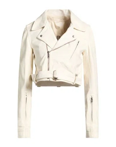 Rick Owens Woman Jacket Ivory Size 2 Lambskin In White