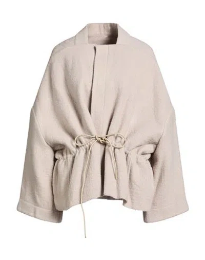 Rick Owens Woman Jacket Light Grey Size Onesize Virgin Wool, Cow Leather In Gray