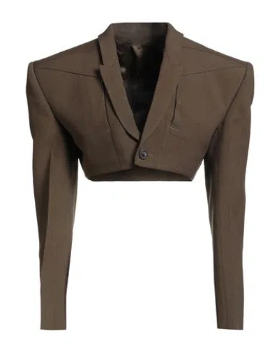 Rick Owens Woman Jacket Military Green Size 4 Virgin Wool