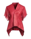 Rick Owens Woman Jacket Red Size 6 Lambskin, Cotton In Red