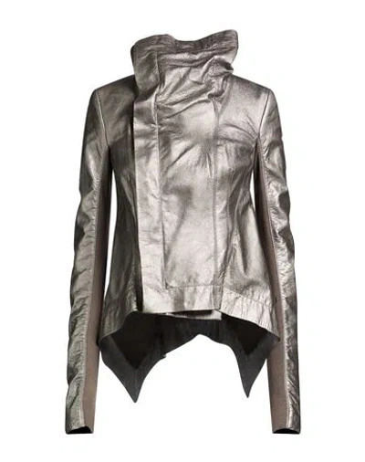 Rick Owens Woman Jacket Silver Size 4 Lambskin In Gray