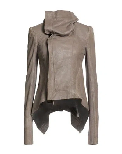 Rick Owens Woman Jacket Taupe Size 4 Lambskin In Brown